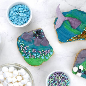 Mermaid Toast mit Schoko Aufstrich