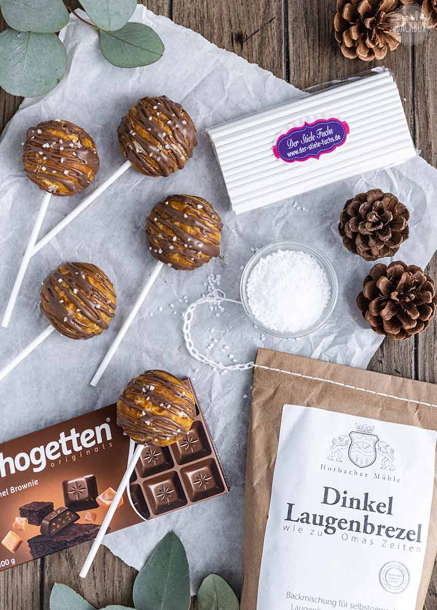 Brezel Pops mit Schokolade und Salz