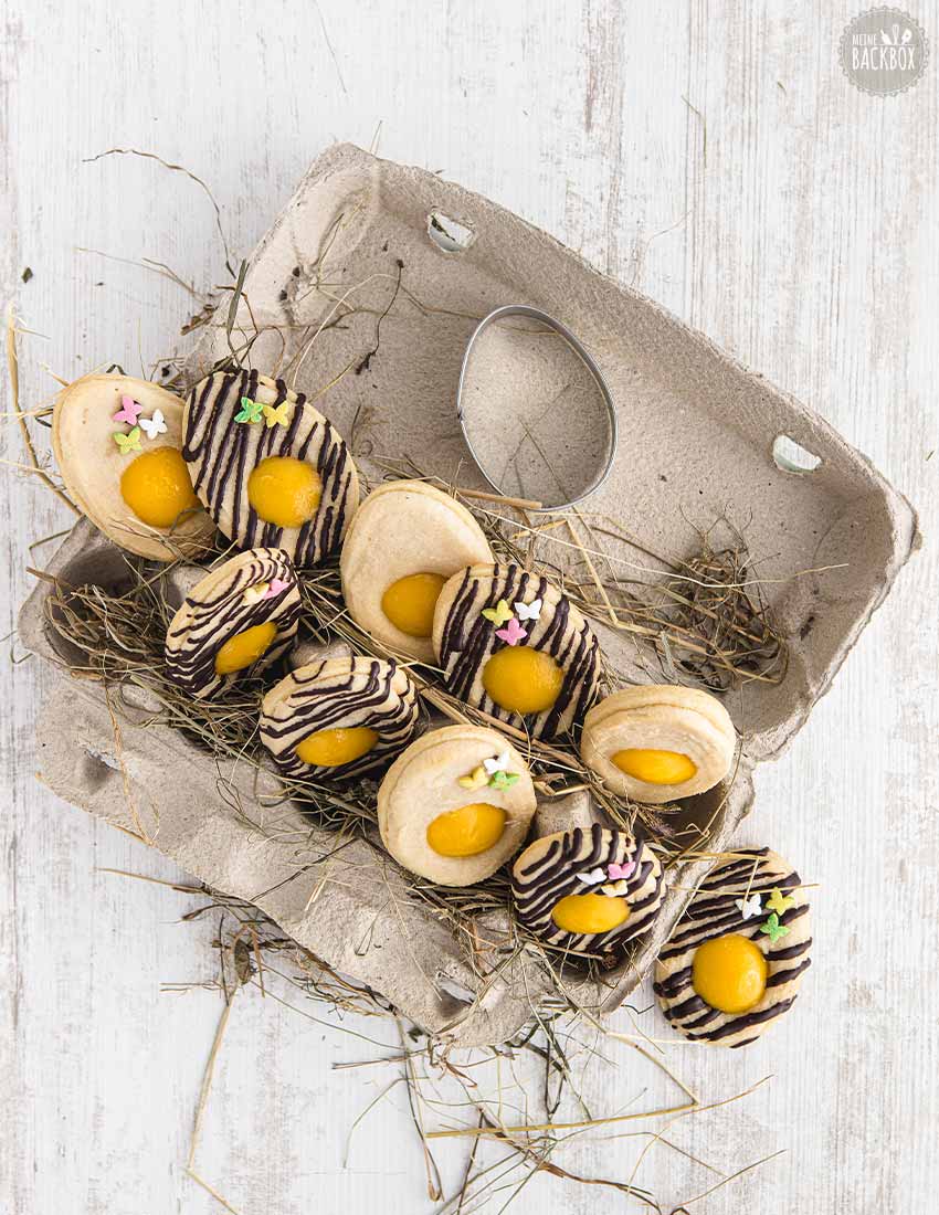 Pfauenaugen Osterplätzchen mit Schokolade