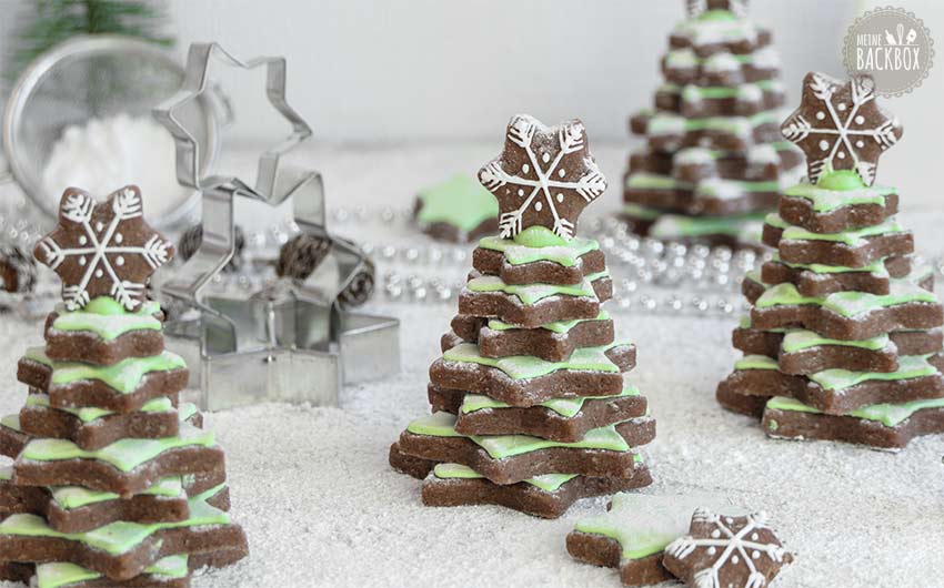Tannenbaum Kakao Plätzchen mit Royal Icing