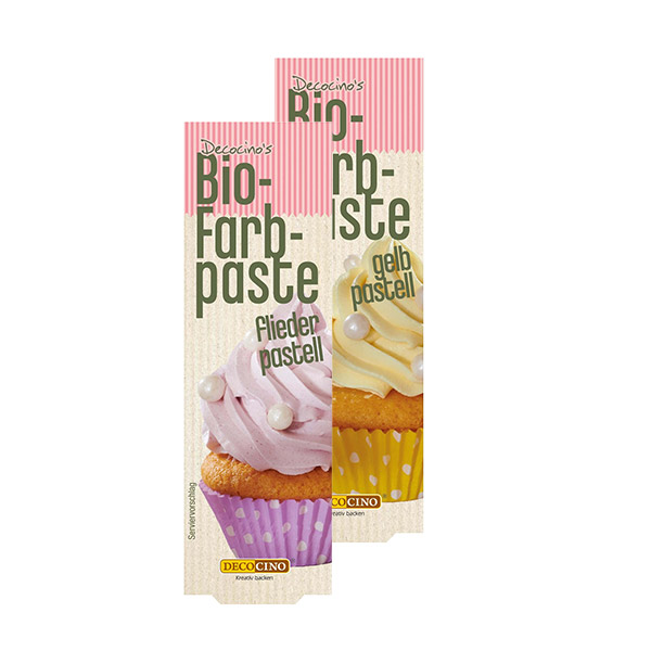 Decocino Bio Farbpaste Flieder Pastell und Gelb Pastell