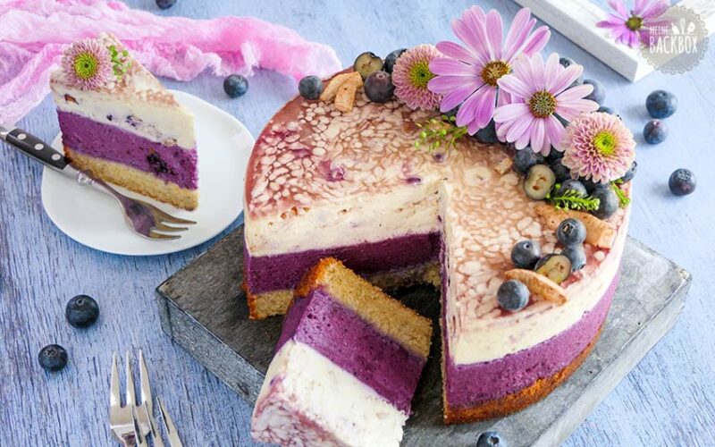 Sommerliche Mousse Torte mit Blaubeere