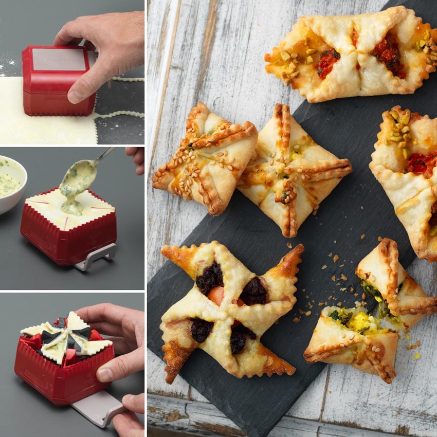 Vorschau Frühling- & Sommerbox 2025: Betty Bossi Wunderbox für gefüllte Windräder, Päckchen und Schiffchen aus Blätterteig oder Mürbeteig – Anwendung