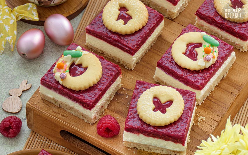 Butterkekskuchen Linzer Art mit Himbeeren