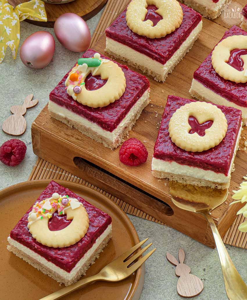 Butterkekskuchen Linzer Art: Nusskuchen mit fruchtiger Himbeerschicht