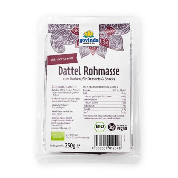 Govinda Natur Dattel Rohmasse