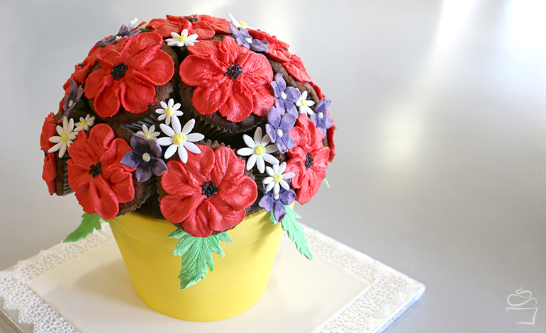 Mohnblumen Strauss Cupcakes Torte