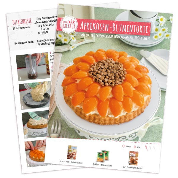 Rezeptkarte zum Download: Aprikosen-Blumentorte